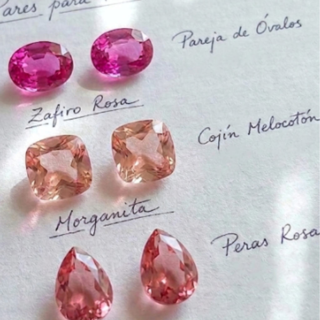 Pendientes de novia rosas: zafiro rosa, morganita y topacio rosa