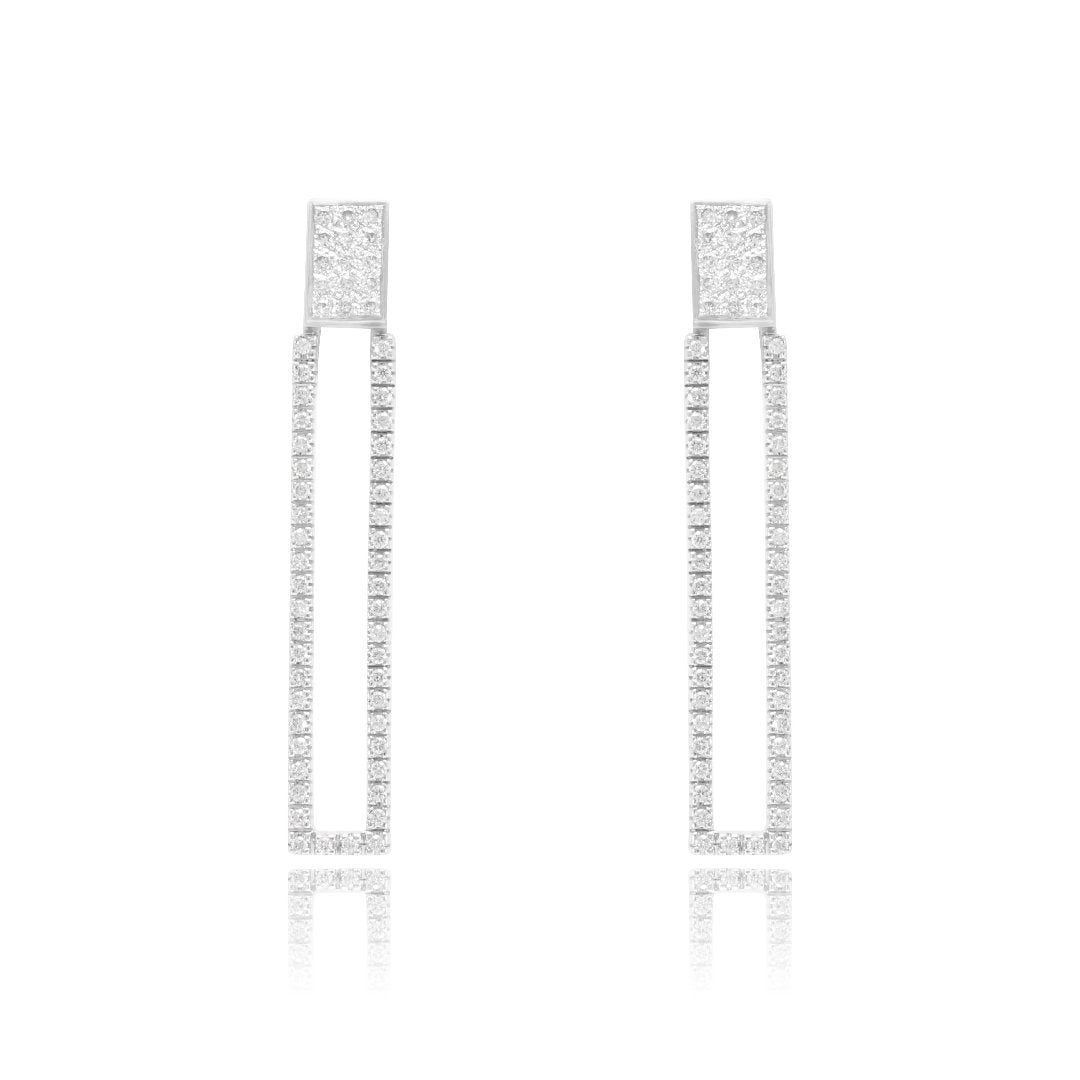 Pendientes largos de oro blanco de 18 quilates con 122 diamantes talla brillante en garras