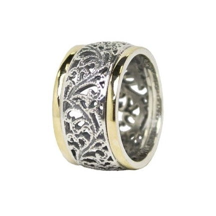 Alianza de plata de ley 925 y oro 9k Styliano joyería Pamplona