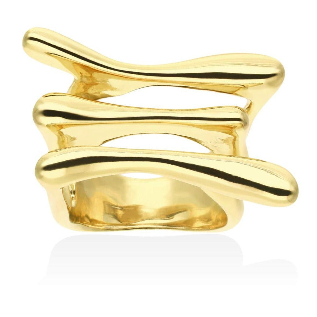 Anillo de plata de primera ley (925) chapada en oro amarillo de 18 quilates