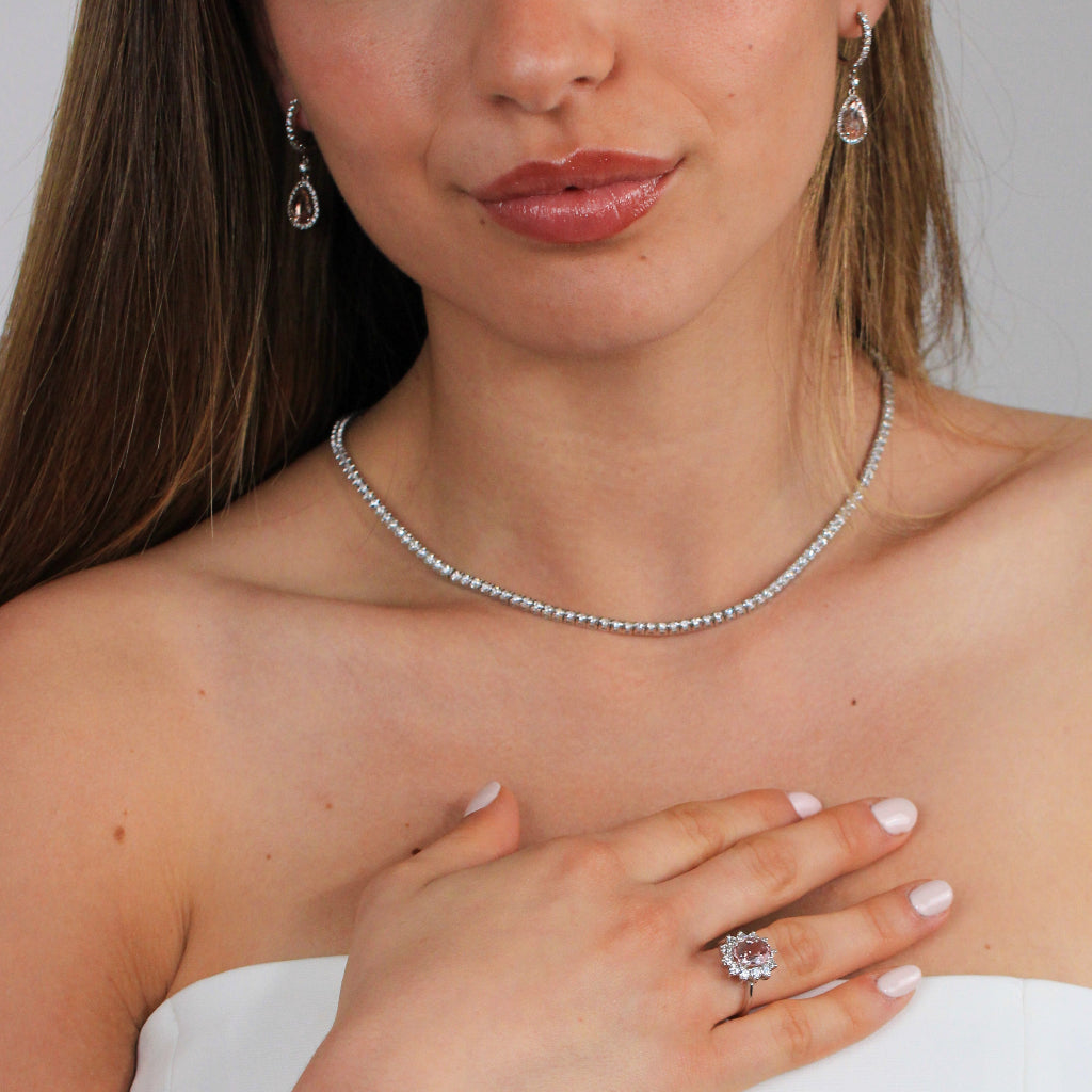 Collar riviere oro blanco 18 quilates con diamantes joyería pamplona