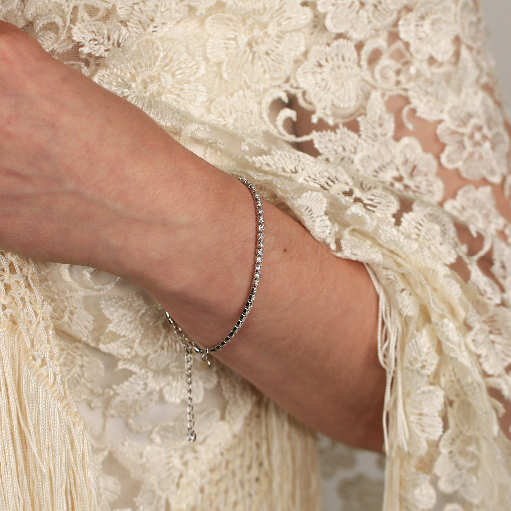 Pulsera riviere de plata de primera ley con circonitas