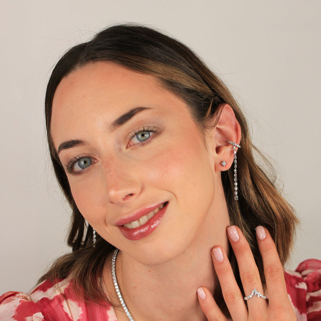 Pendientes ear cuff realizados en plata de primera ley y circonitas