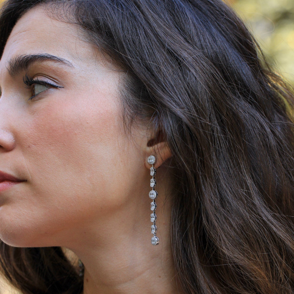 Pendientes de plata de primera ley largos con circonitas