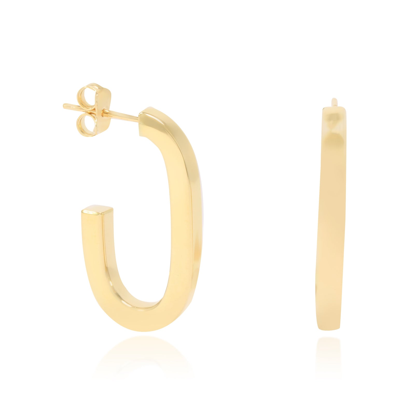 Pendientes realizados en oro amarillo de 18 quilates en forma de doble tubo cruzado en X.