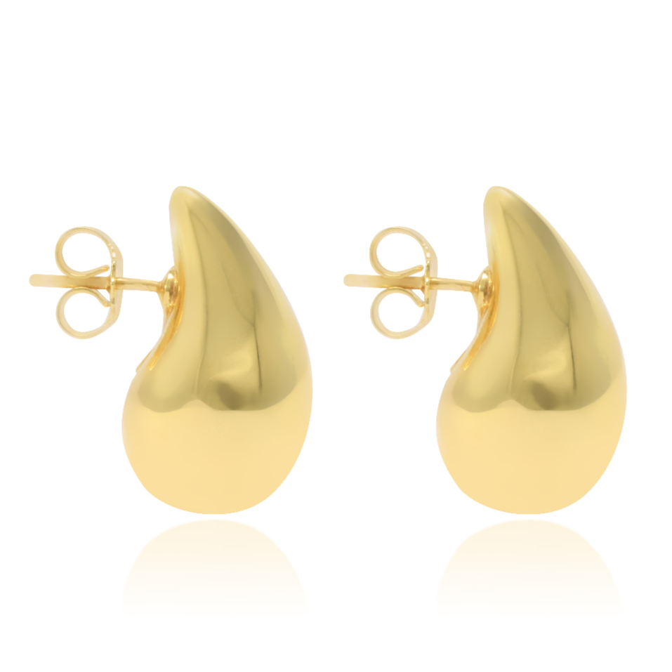 Pendientes de gota grandes realizados en oro amarillo de 18 quilates.