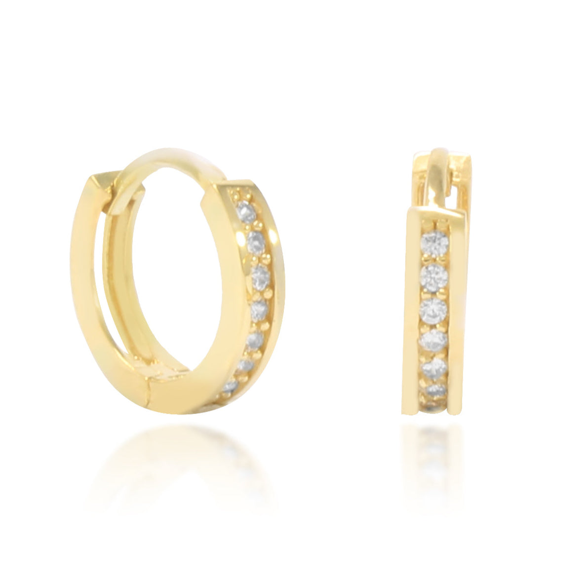 Pendientes de aro en oro amarillo de 18 quilates con un carril de circonitas.