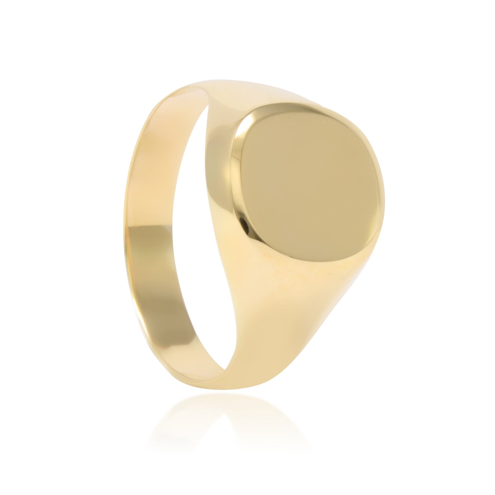 Sello circular realizado en oro liso amarillo de 18 quilates.