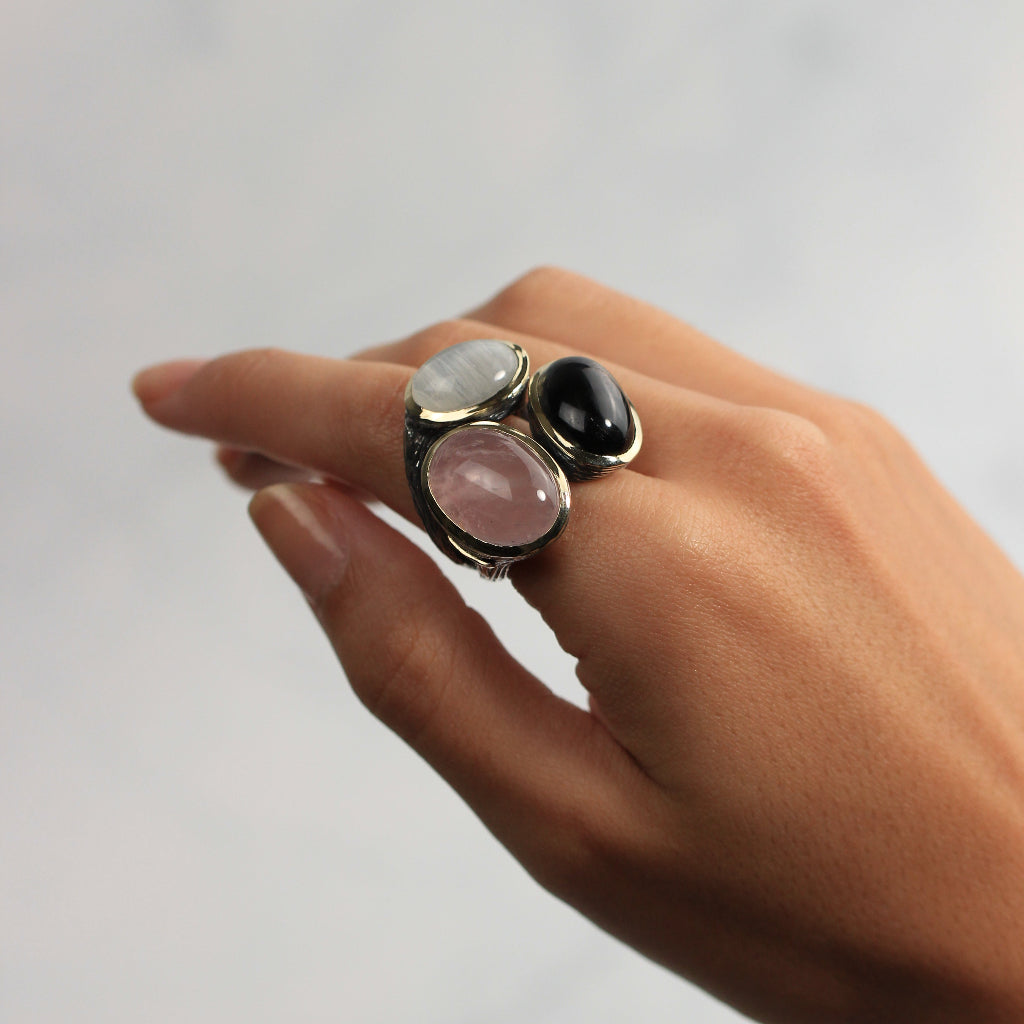 Anillo de plata 925 con piedras naturales