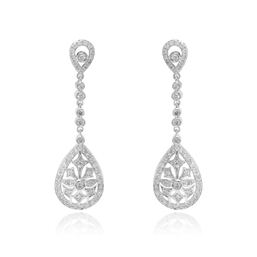 Pendientes de novia realizados en oro blanco de 18k con diamantes