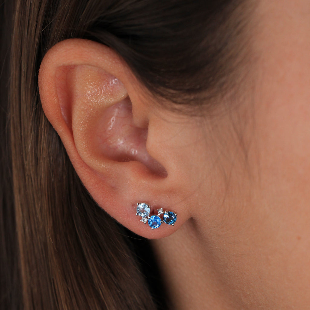 Pendientes de oro blanco con topacios y diamantes