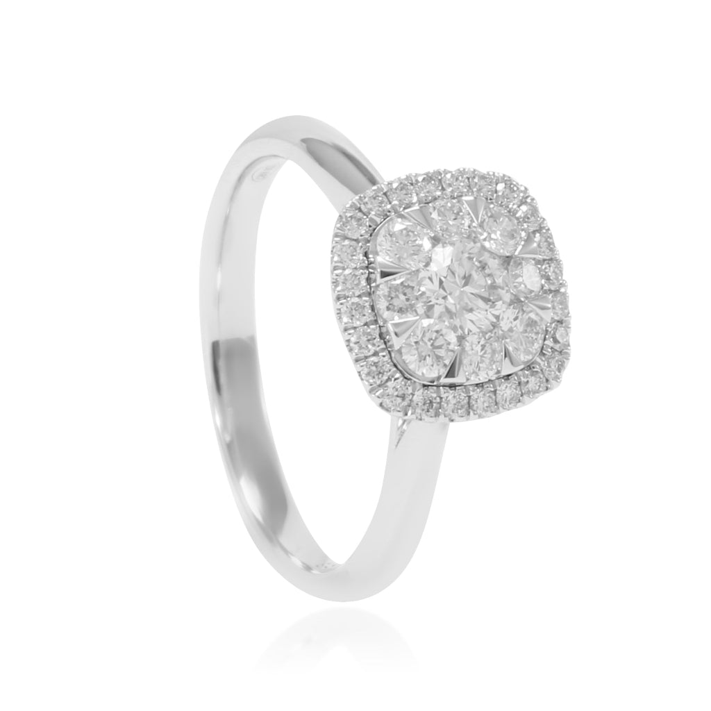 Sortija realizada en oro blanco de 18 quilates con diamantes. Joyería Pamplona