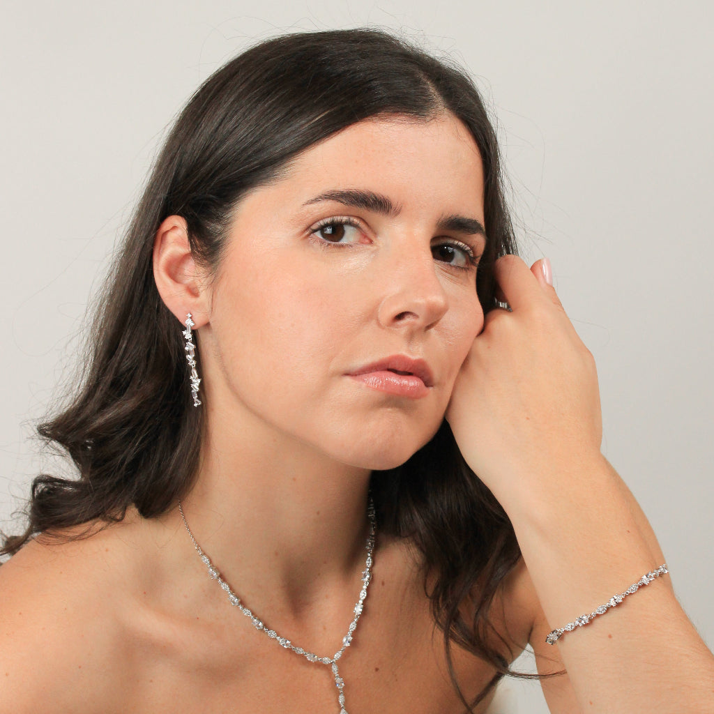 Pendientes de novia en plata de primera ley con circonitas