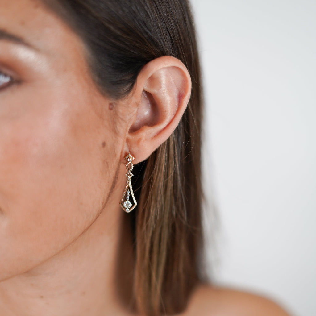 Pendientes de novia estilo vintage oro amarillo y diamantes