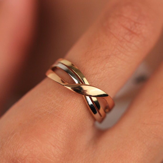 Sortija oro tricolor 18k
