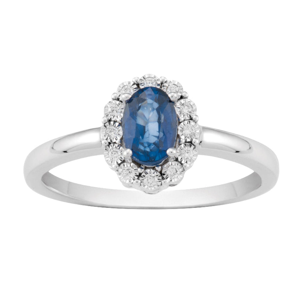 anillo compromiso oro 18kt con diamantes y zafiro pamplona