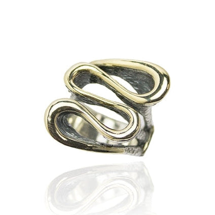 Anillo en plata de primera ley 925 y oro 9k. Pamplona