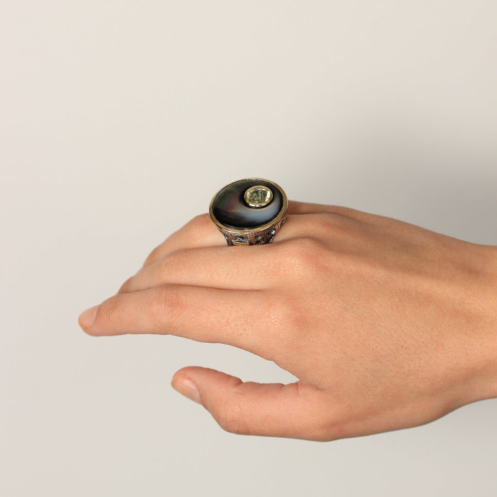 Anillo de plata de primera ley y oro 9k styliano