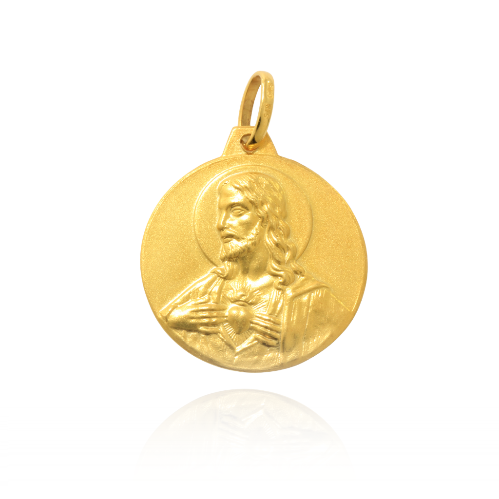 Colgante escapulario realizado en oro amarillo de 18k con borde liso