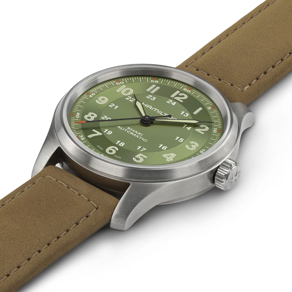 Hamilton Khaki Field Titanium Auto H70545560 con esfera verde de 42 mm. Joyería Pamplona.