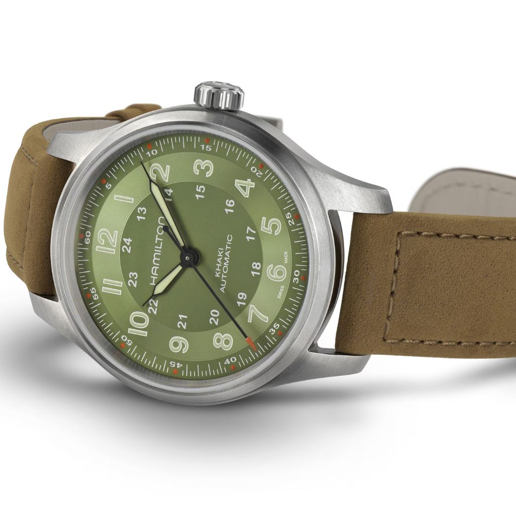 Hamilton Khaki Field Titanium Auto H70545560 con esfera verde de 42 mm. Joyería Pamplona.
