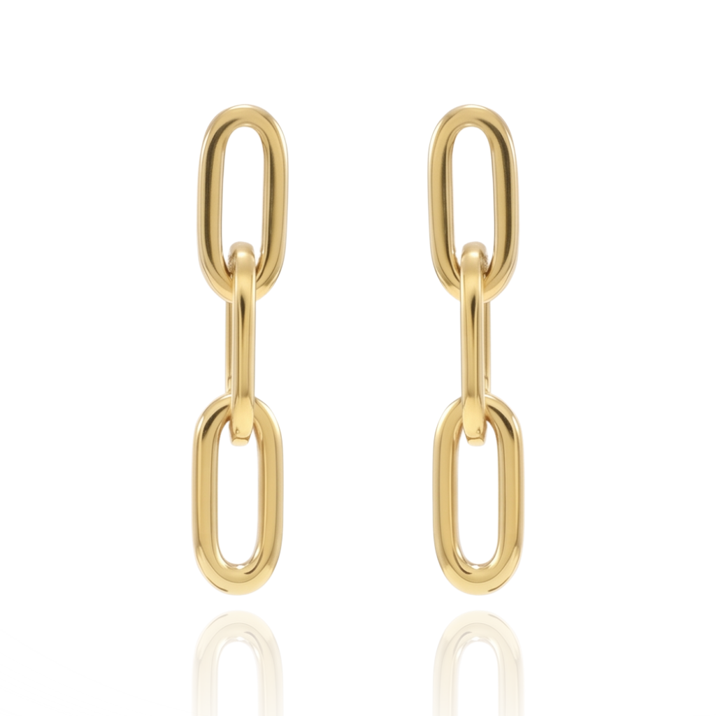 Pendientes realizados en oro amarillo de 18 quilates con motivo de eslabones.