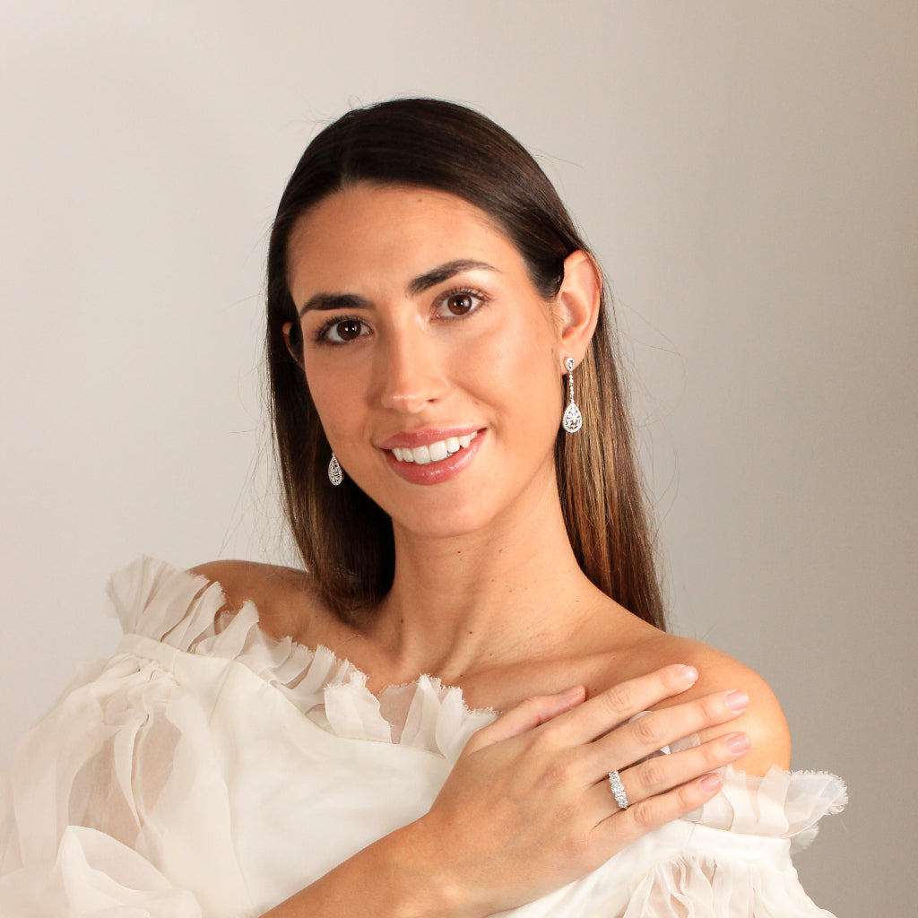 Pendientes de oro blanco de 18k con diamantes estilo vintage