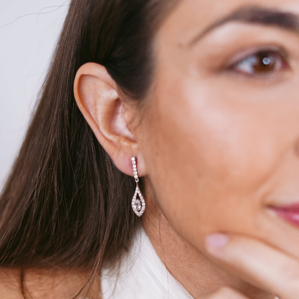 Pendientes novia diamante marquise