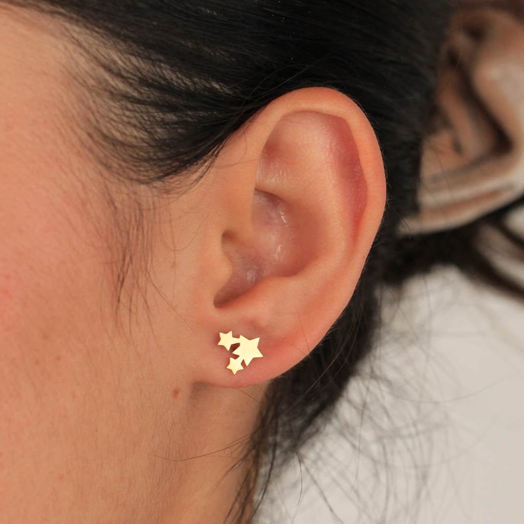 Pendientes estrellas oro amarillo de 18k