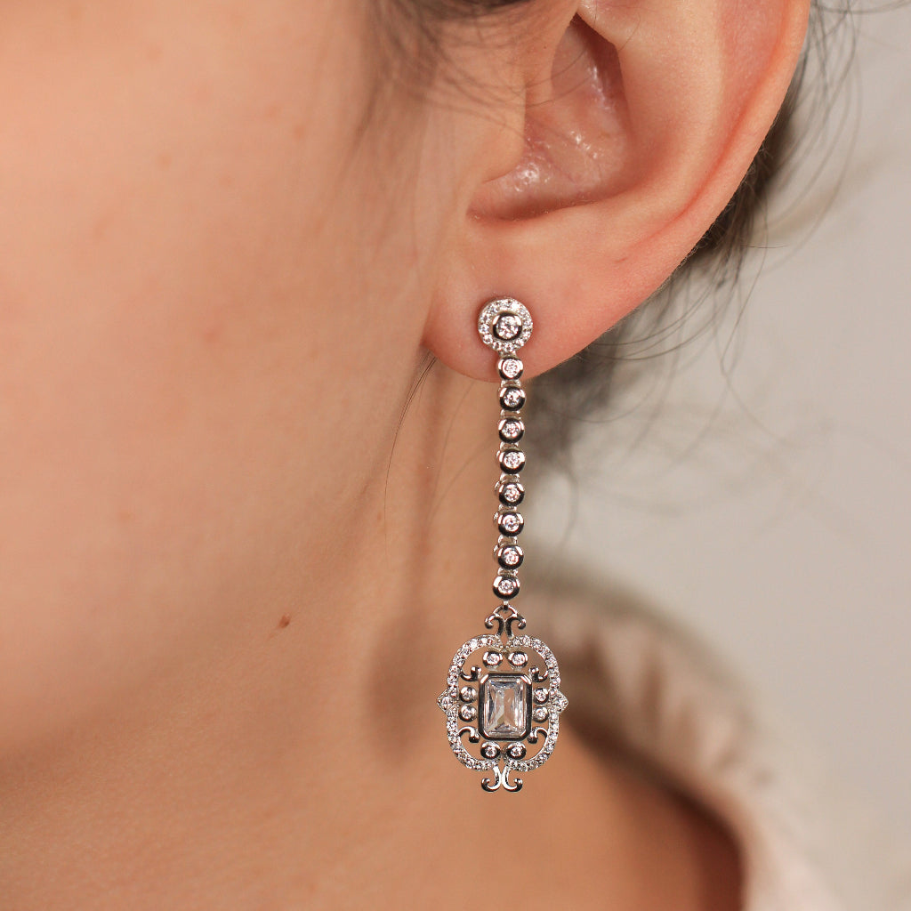 Pendientes de plata de ley estilo vintage