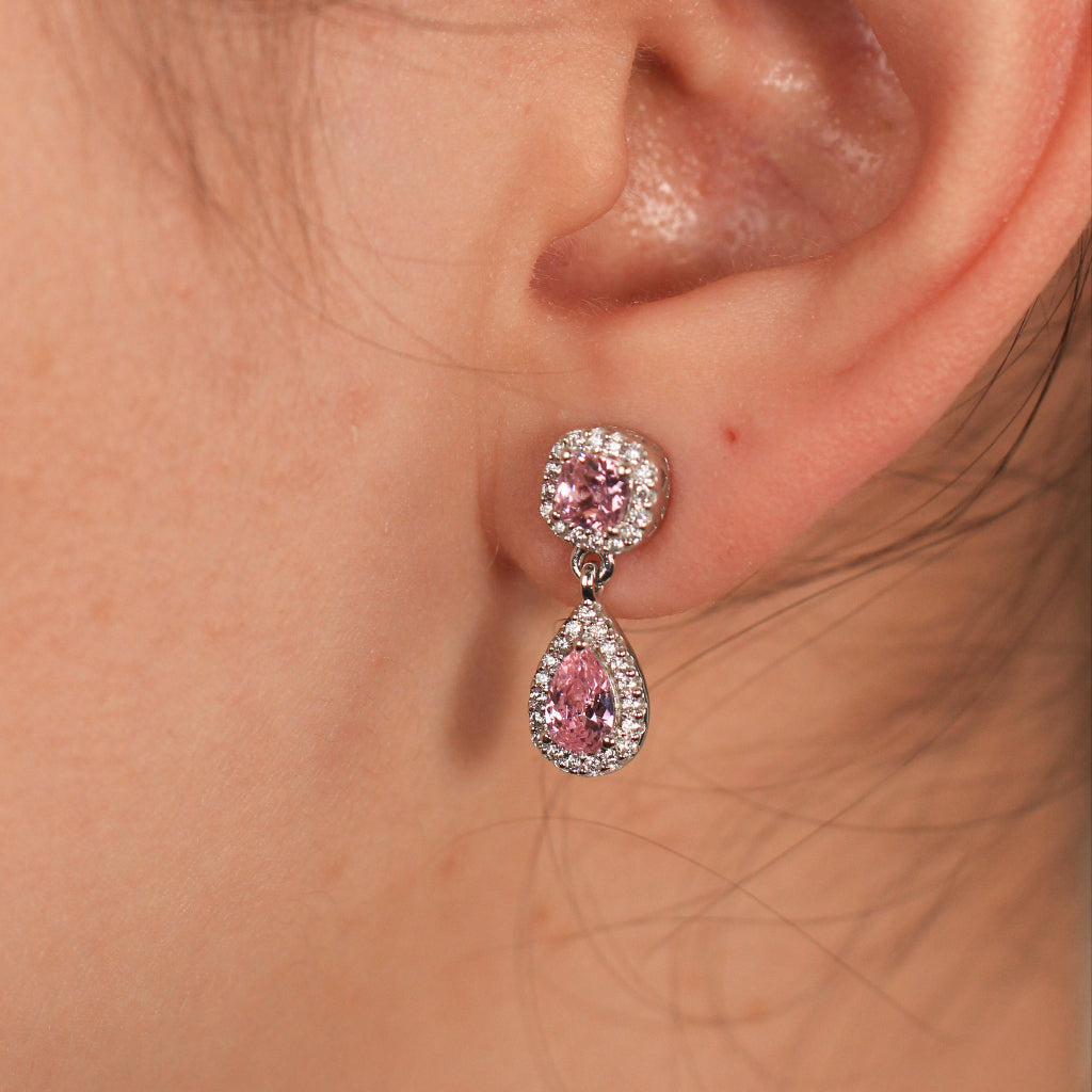 Pendientes pequeños en plata de ley y circonita