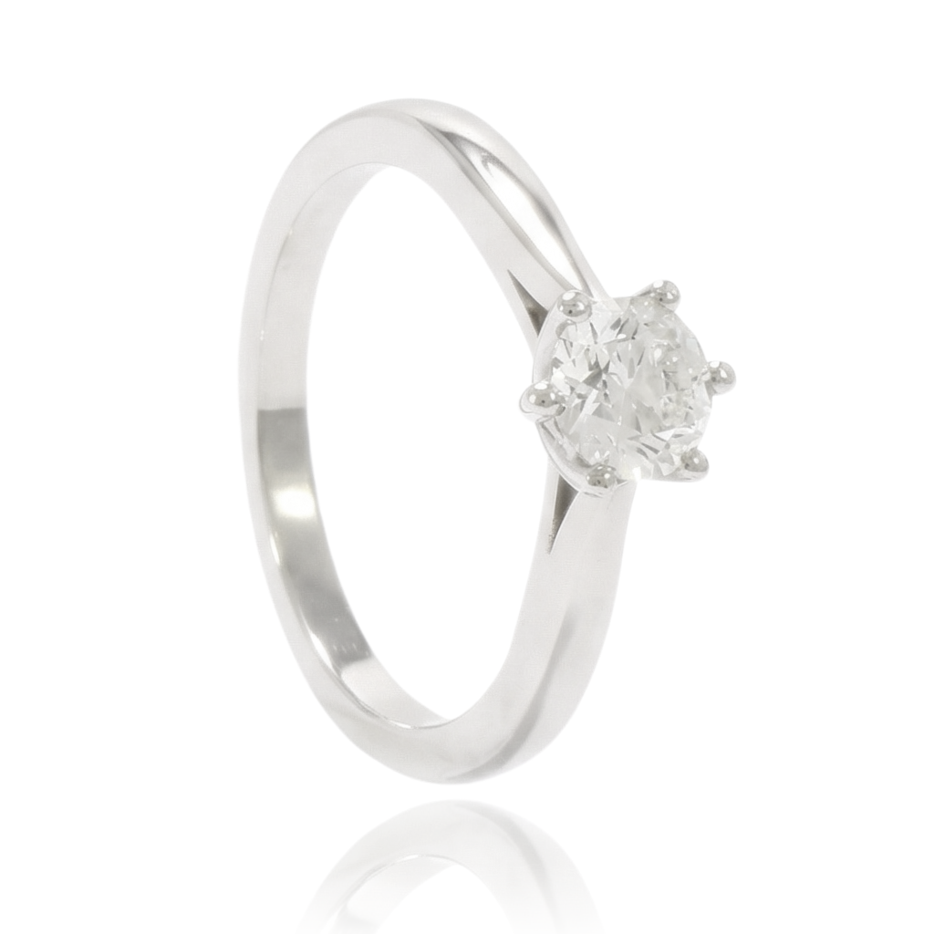 anillo compromiso platino con diamante solitario en seis garras