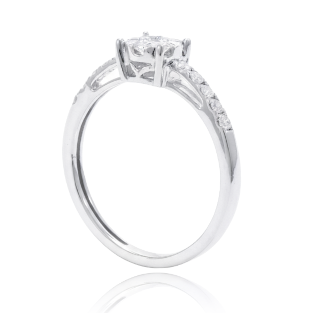 anillo compromiso oro blanco de 18 quilates y diamantes