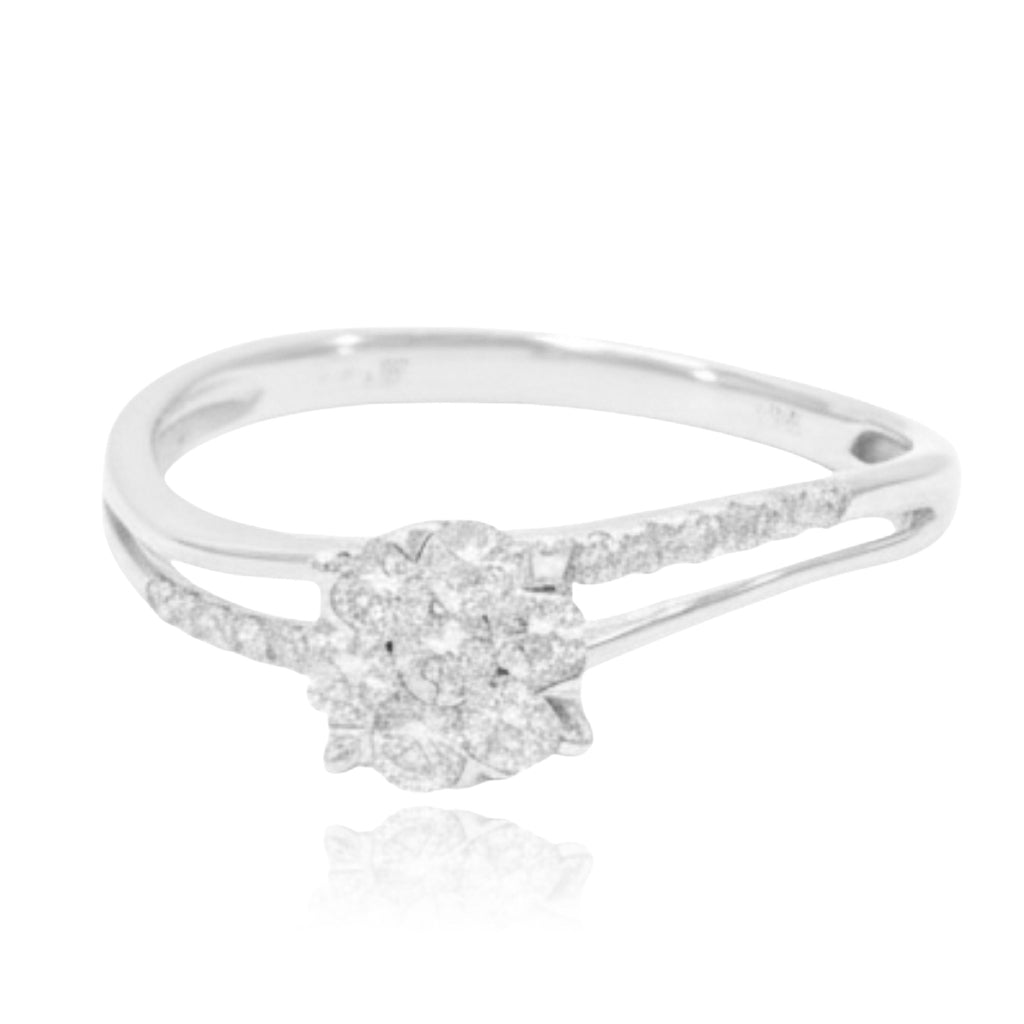 anillo compromiso oro blanco 18 quilates doble con diamantes