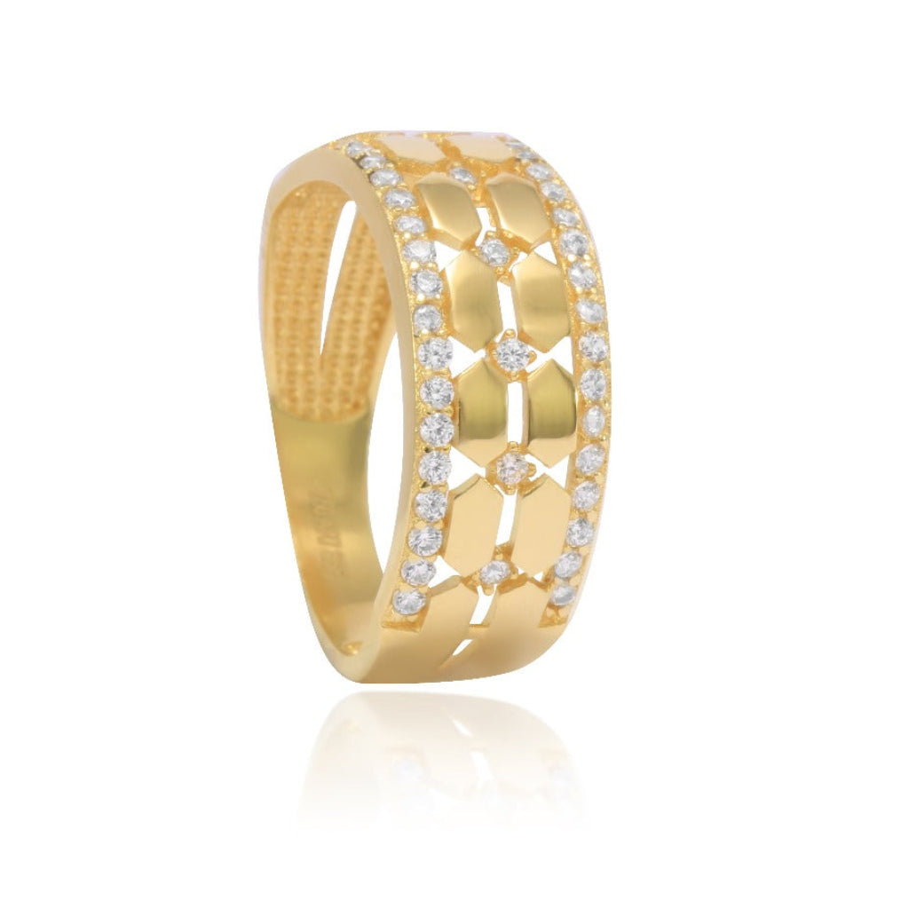 anillo de oro amarillo con circonitas joyería pamplona