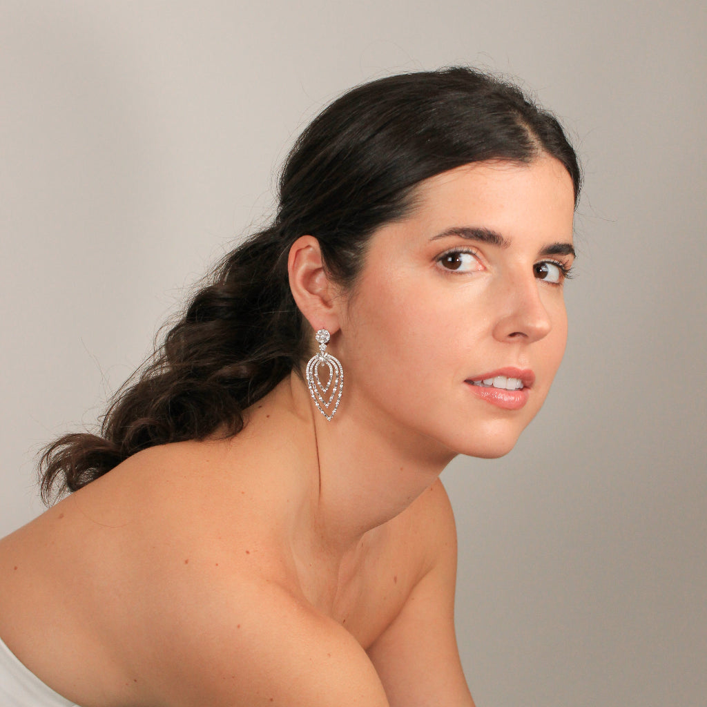 Pendientes de novia originales en plata de primera ley con circonitas