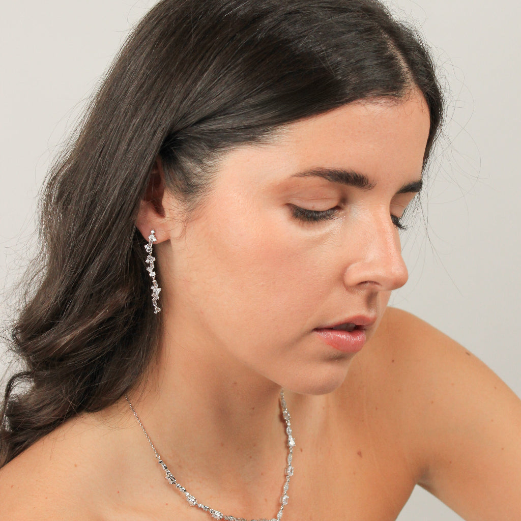 Pendientes de novia en plata de primera ley con circonitas