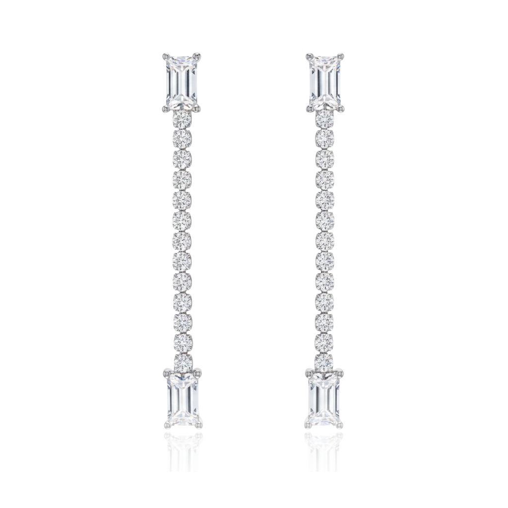 pendientes largos para novia en plata de primera ley y circonitas