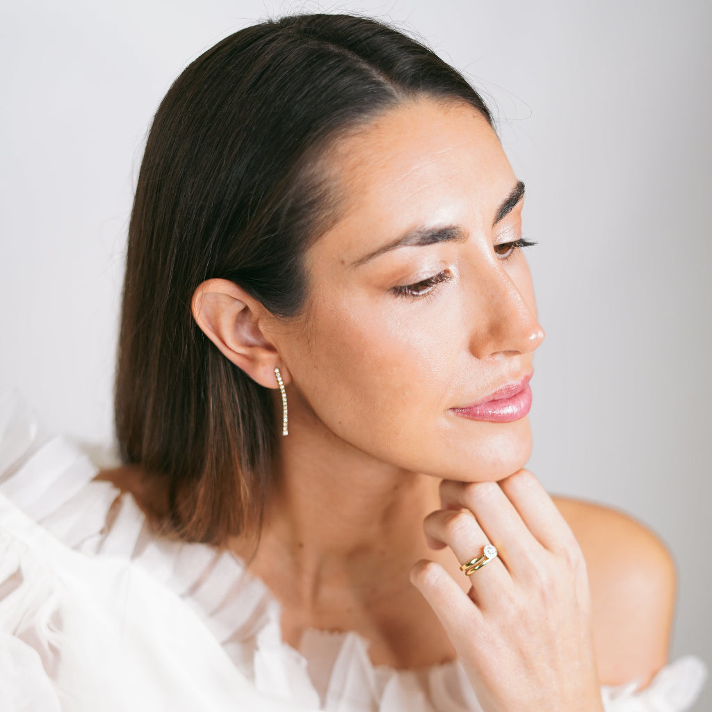 pendientes de novia estilo riviere con diamantes en oro amarillo de 18k de alta joyería