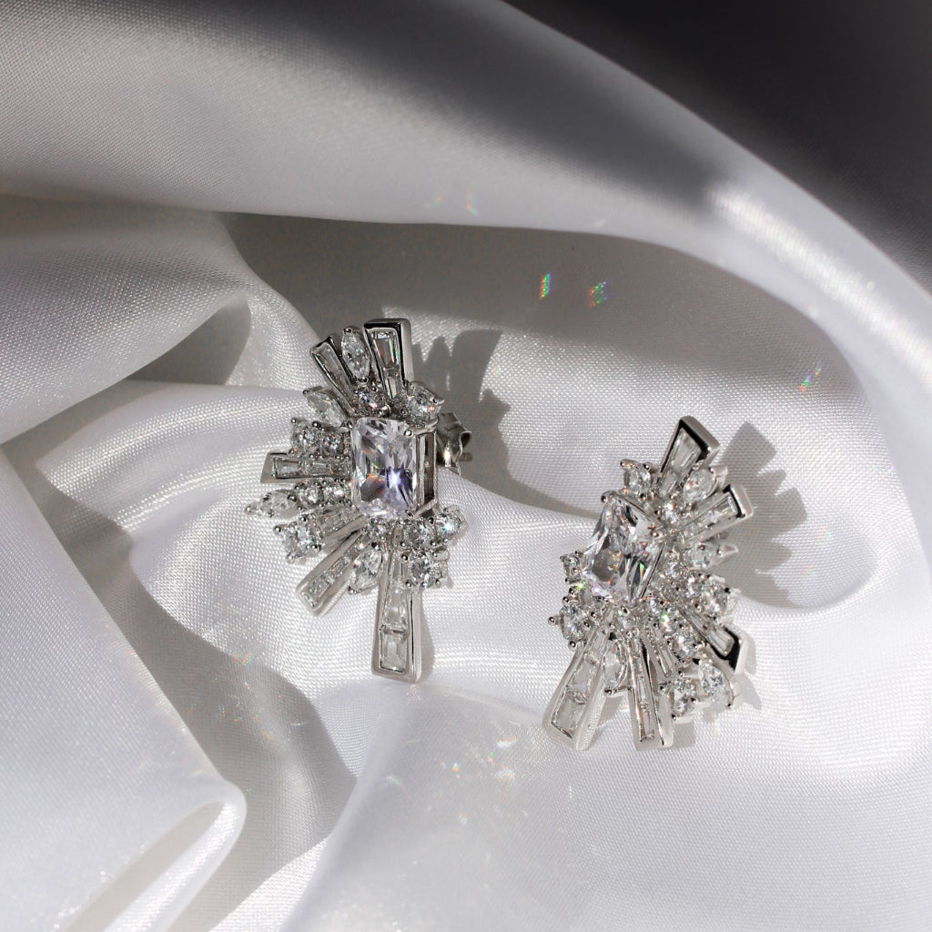 pendientes originales en plata de primera ley con circonitas para novia e invitada