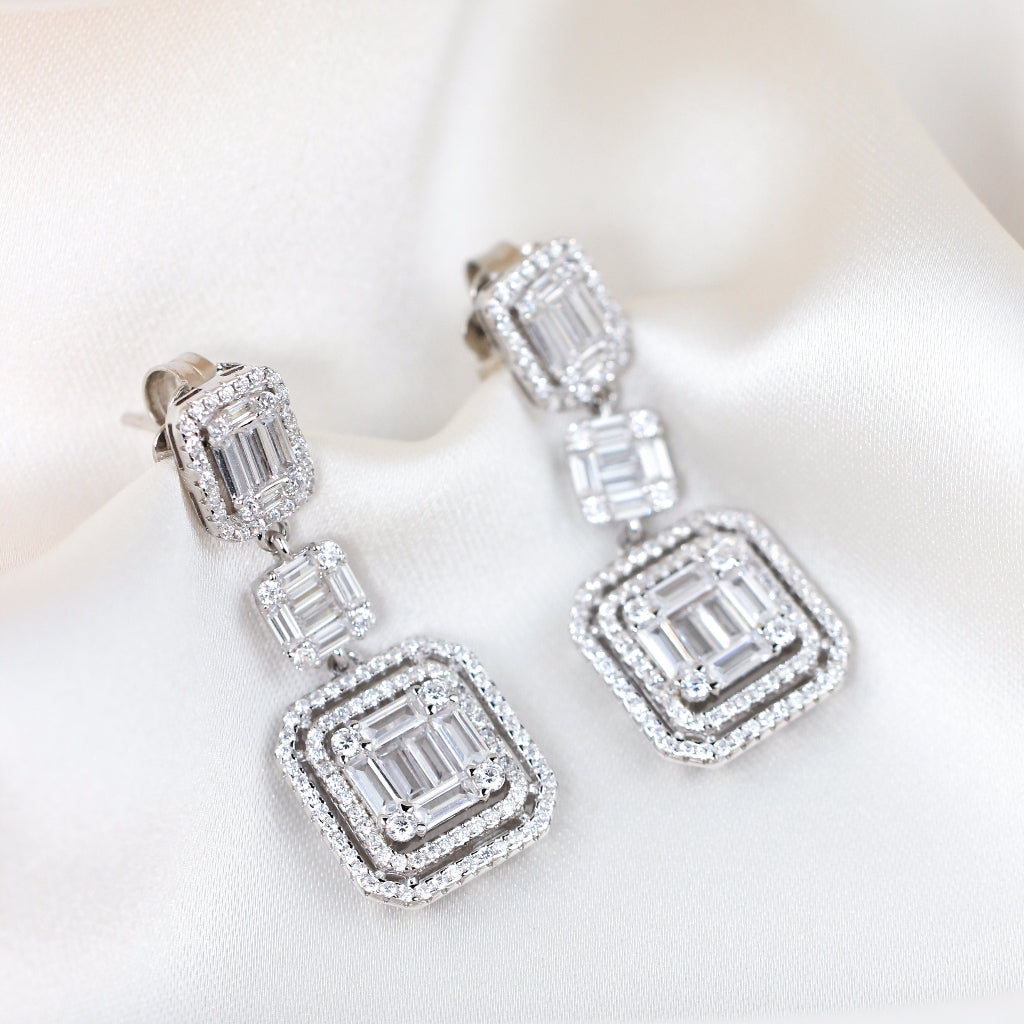 pendientes vintage novia en plata de primera ley con circonitas