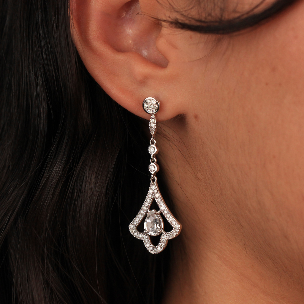 pendientes de novia desmontables en oro blanco y diamantes