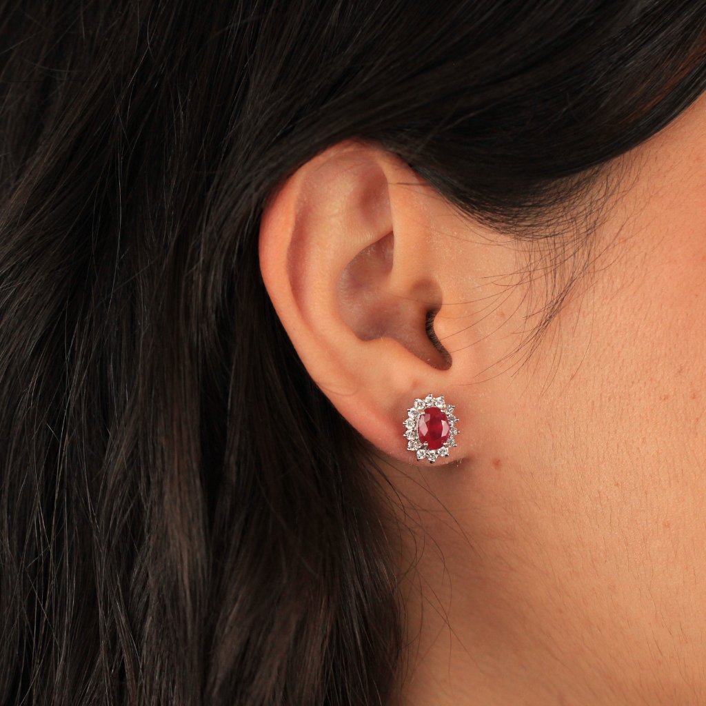 pendientes lady di rubí oro blanco y diamantes