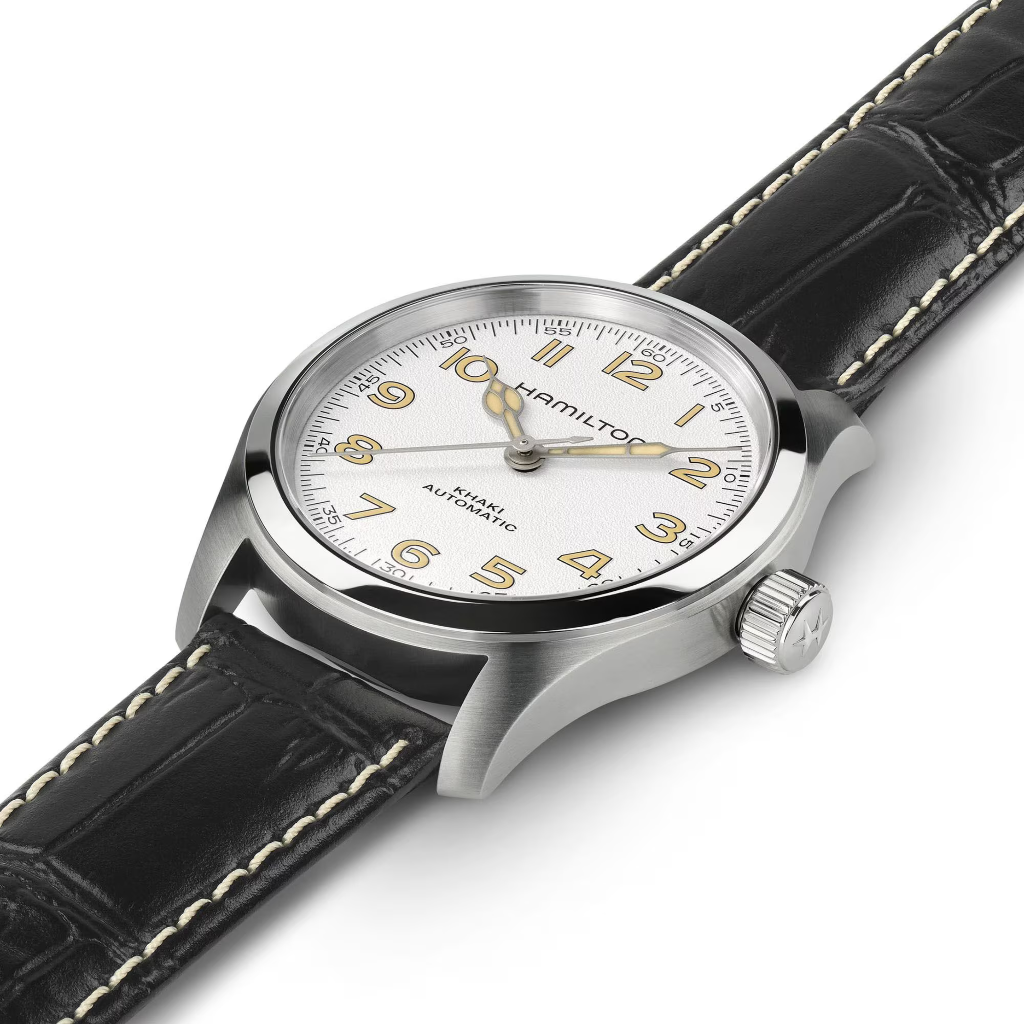 reloj hamilton murph de la pelicula interstellar 38mm correa negra y esfera blanca automatico