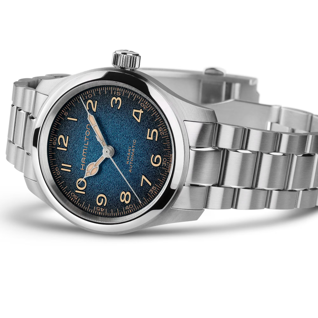 reloj hamilton murph de la pelicula interstellar 38mm esfera azul con cadena de acero