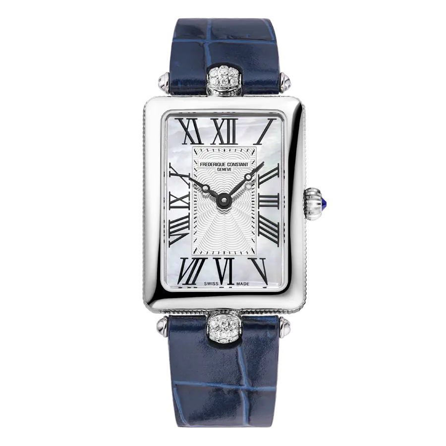 reloj para mujer frederique constant con diamantes correa azul