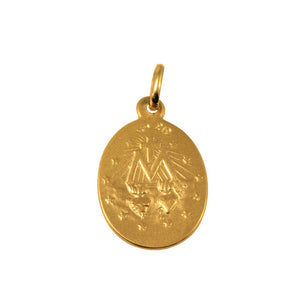 Medalla con milagrosa realizada en oro amarillo de 18 quilates.