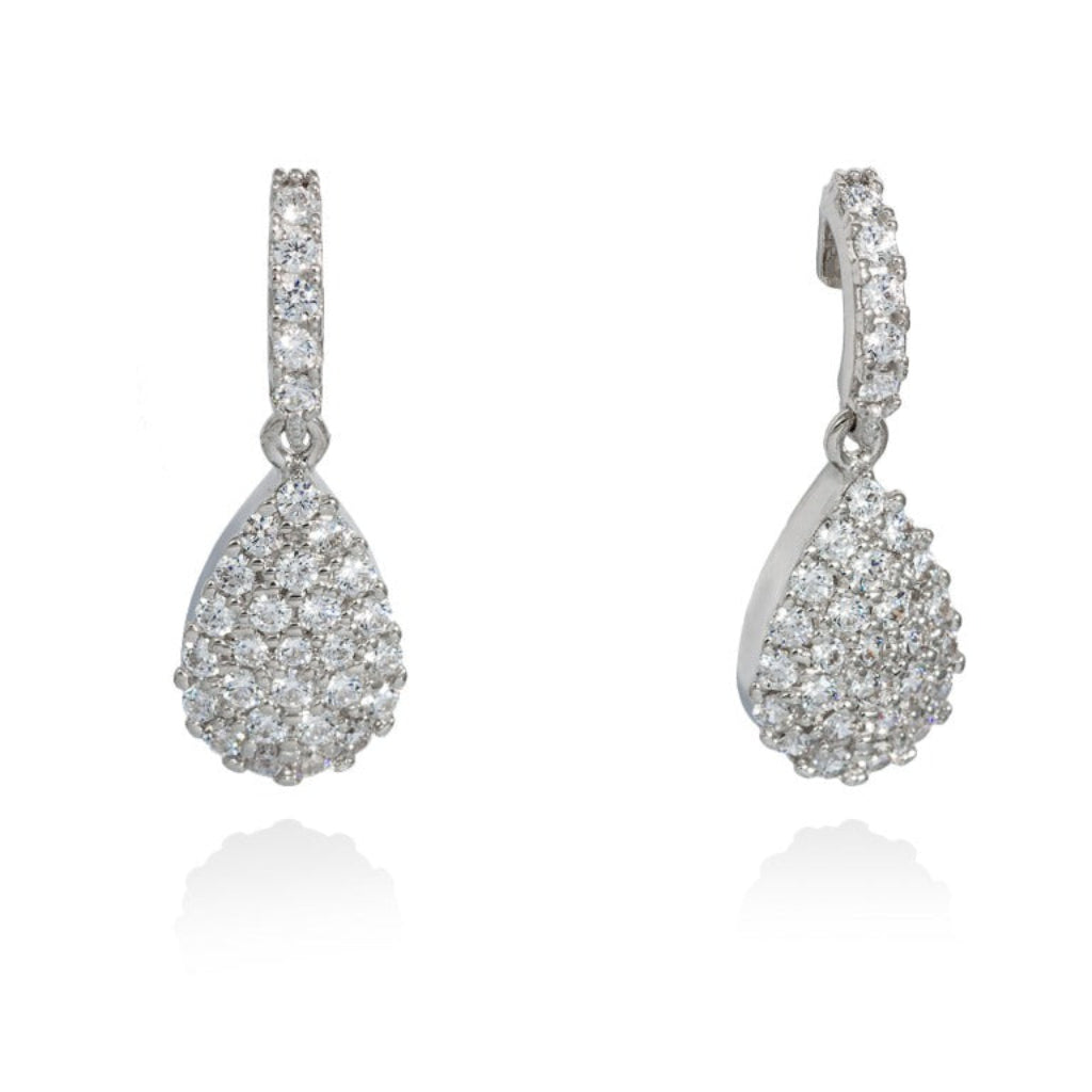 Pendientes de plata de primera ley (925) con baño de rodio y circonita blanca