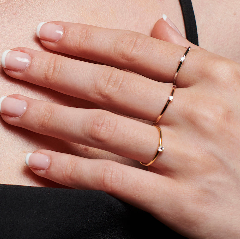 Sortijas finas de oro blanco, amarillo y rosa