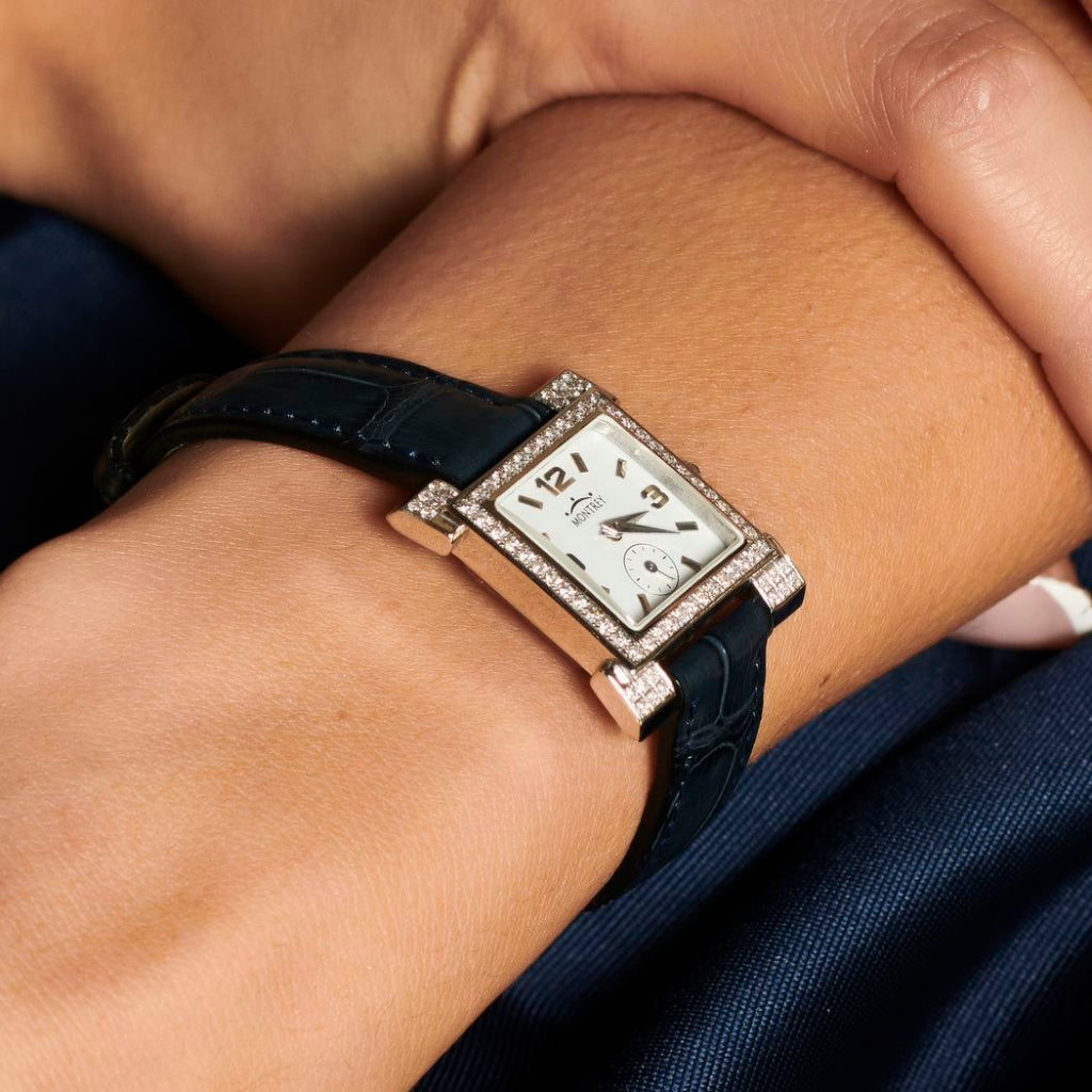 reloj de lujo montrey oro blanco y diamantes